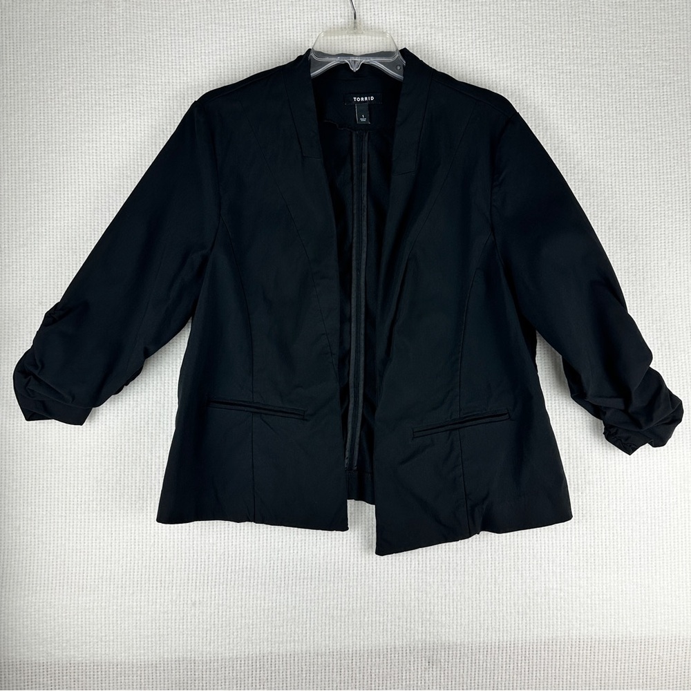 Torrid Black Blazer Modern Collarless Design